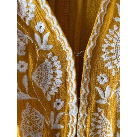 Love Tree Embroidered Mini Dress Bohemian Festival Drawstring Yellow Size S - Picture 10 of 12